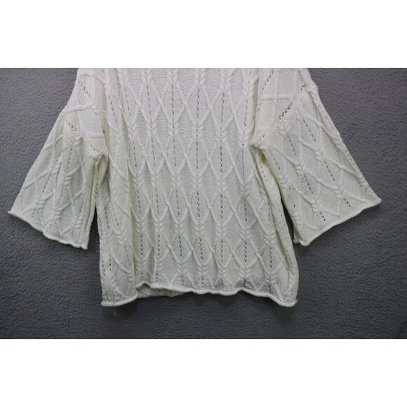 POL Open Knit Oversized Cable Knit Sweater-Large-Cottagecore-3/4 Belled Sleeves - Picture 11 of 11